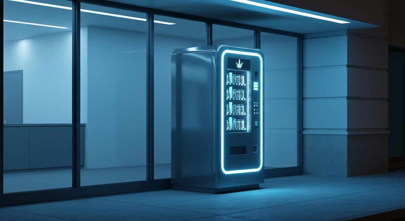 Cannabis vending machine at night