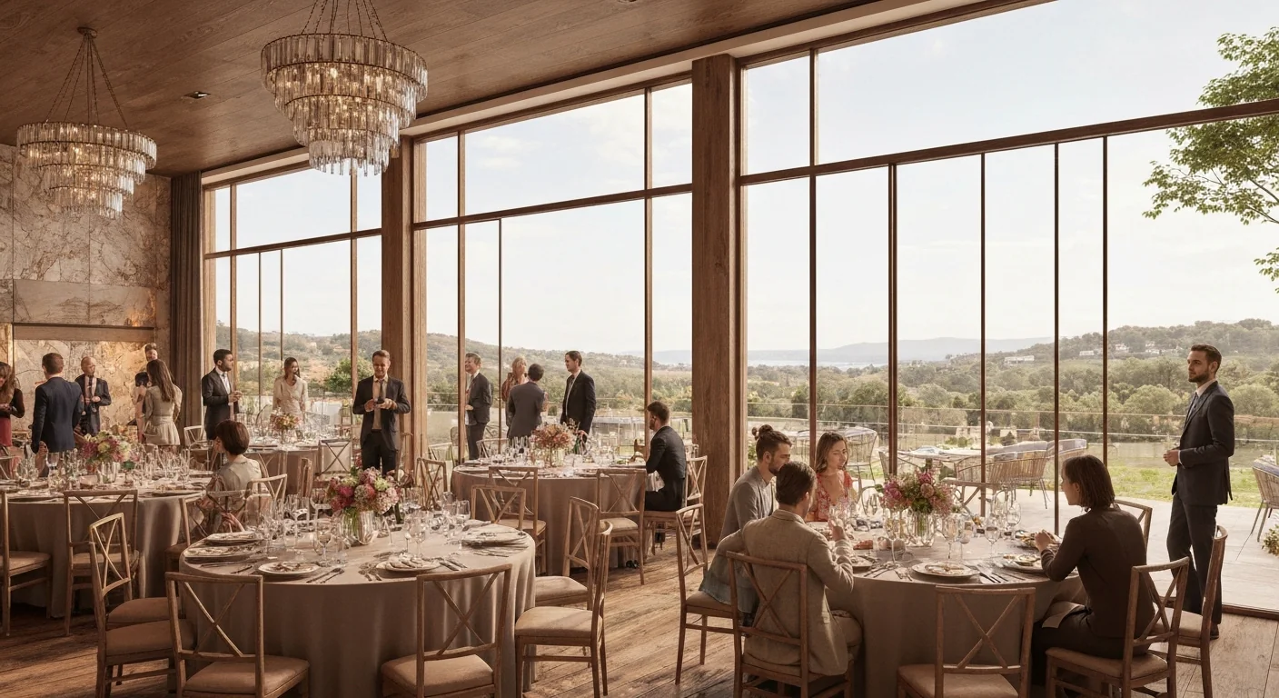 Banquet event with guests and decor